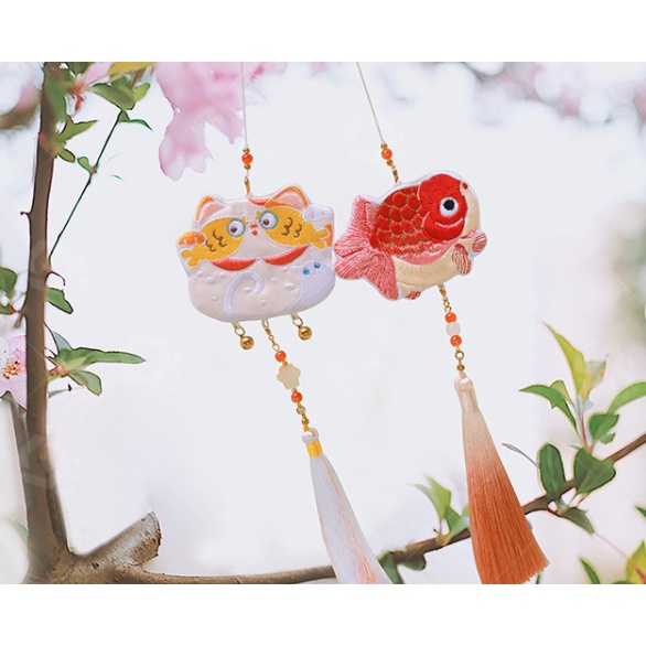 DIY túi thơm CÁ CHÉP MAY MẮN- kit nguyên liệu  kèm nhân thơm tự thêu quà tặng TÌNH YÊU- nana HANDMADE shop