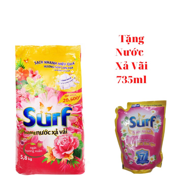 Bột giặt Surf hương nước xả vải túi 5kg8