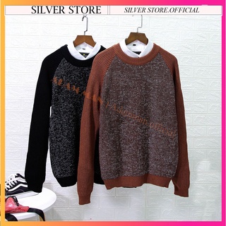 Áo len nam cổ tròn dệt len hạt gạo, dày dặn phối màu trẻ trung cá tính phong cách hàn quốc-silver store