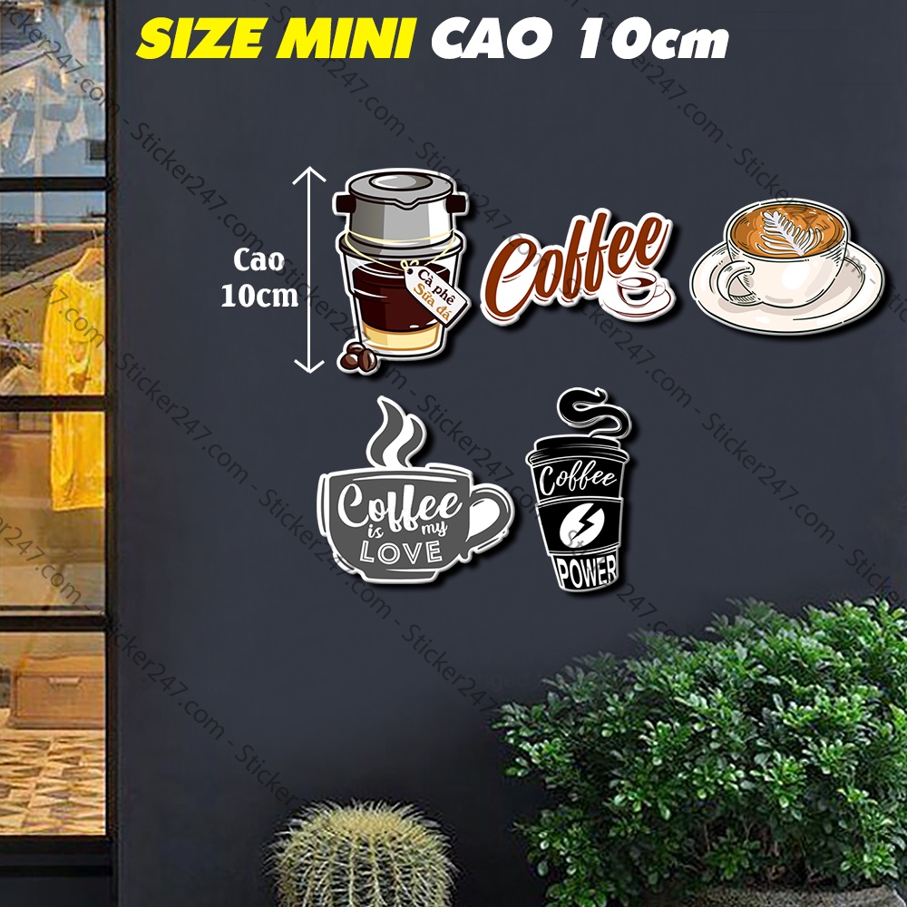 Decal Trang Trí Quán Cafe 🌈𝑭𝒓𝒆𝒆𝒔𝒉𝒊𝒑 Decor Quán Cà Phê, Đồ Dùng Trang Trí Quán Coffee, Kháng Nước, Dán Kính, Tường, Tủ