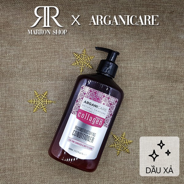 [Hàng Pháp] Bộ dầu gôi xả phục hồi tóc hư tổn Arganicare Collagen 400ml