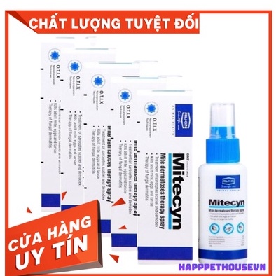 Chai xịt Mitecyn 50ml chuyên ve ghẻ demodex cho thú cưng chó mèo