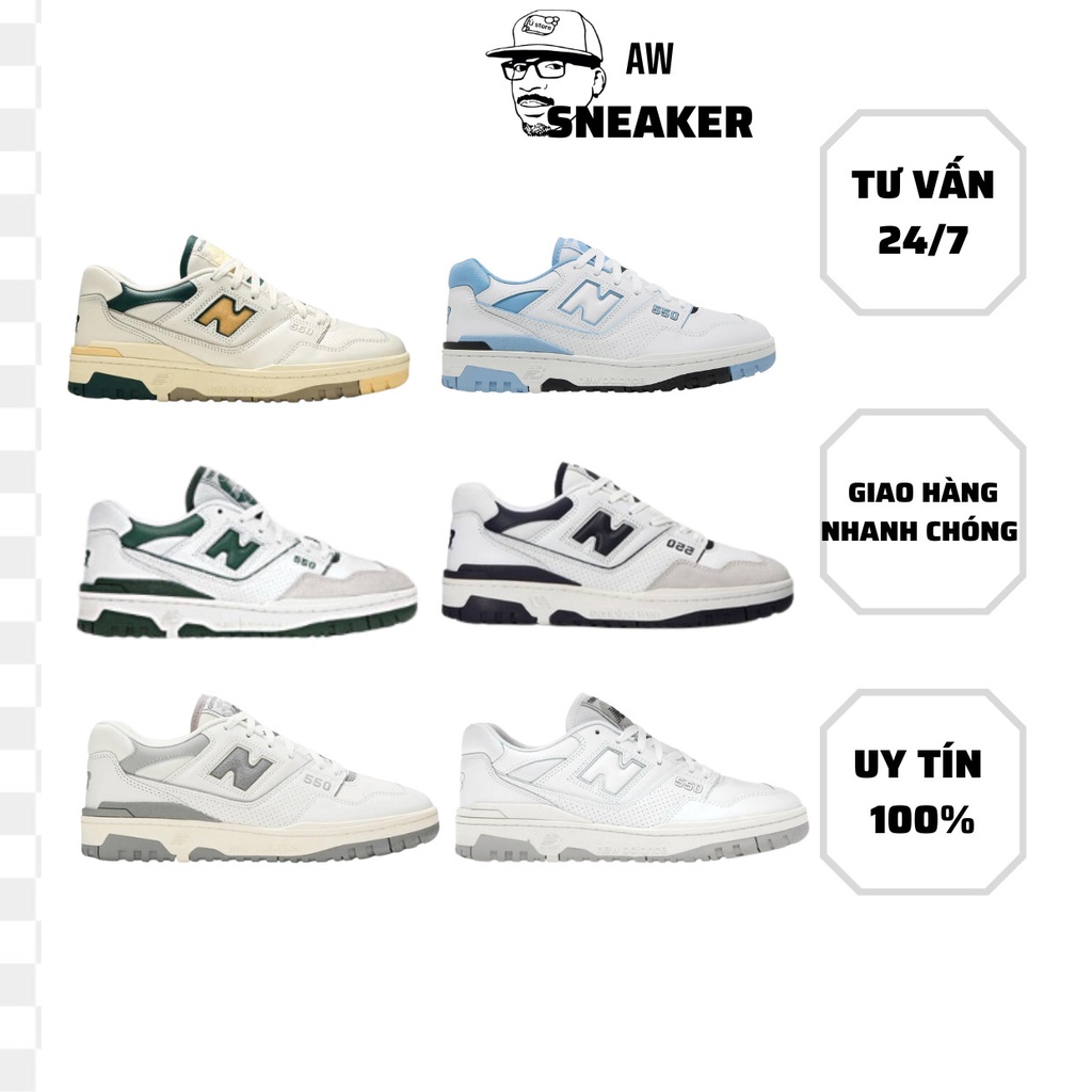 Giày thể thao nb550 các màu trắng-màu xám trắng- màu vàng yellow-màu navy- màu tranh lá , Giày sneaker cao cấp full pk