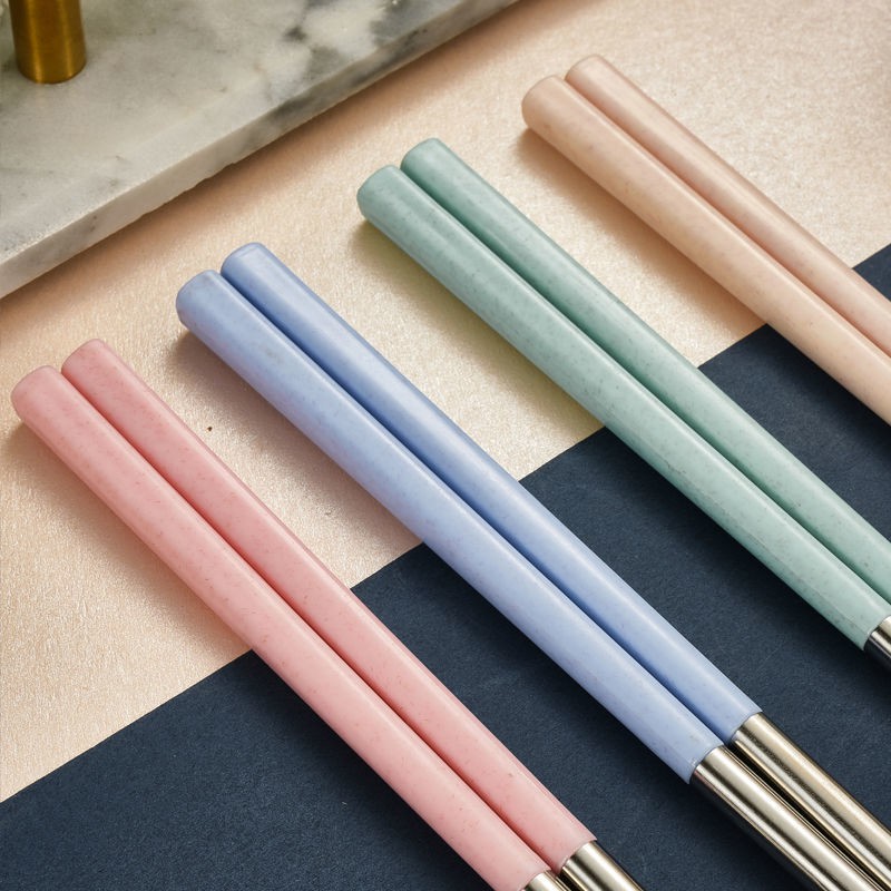 23cm Set 4 đôi đũa inox màu sắc xinh xắn