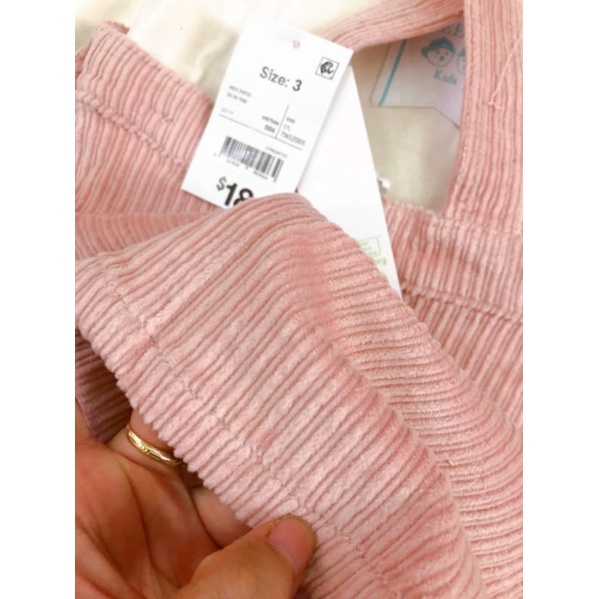 Váy yếm bé gái nhung tăm hồng anko