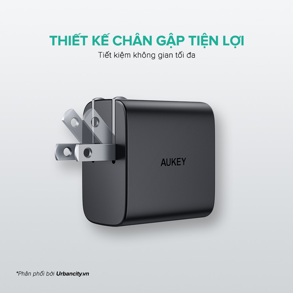 Cốc Sạc Aukey 2 Cổng PA-F3S, Sạc Nhanh Cổng Type C Power Delivery 20W, Cổng USB-A 12W | BigBuy360 - bigbuy360.vn