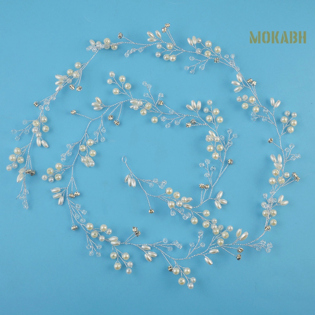 Băng Đô Cài Tóc Đính Đá Ngọc Trai Nhân Tạo Handmade Dành Cho Cô Dâu