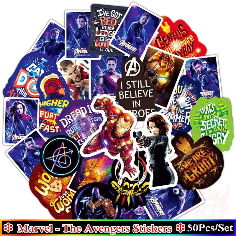 Set 50 hình dán siêu anh hùng Marvel hỗn hợp trang trí đa dụng