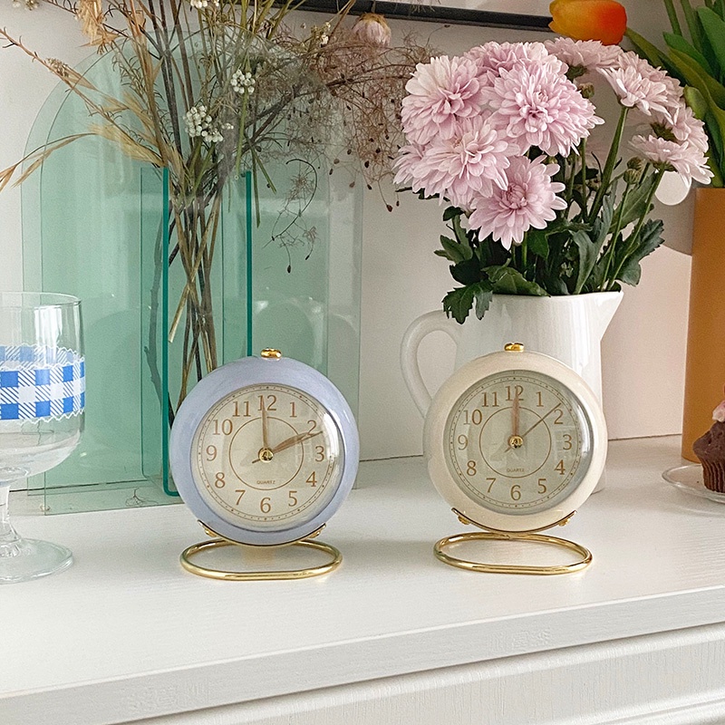 Đồng Hồ Báo Thức Để Bàn Màu Dạ Quang Đơn Giản Phong Cách Bắc Âu Retro