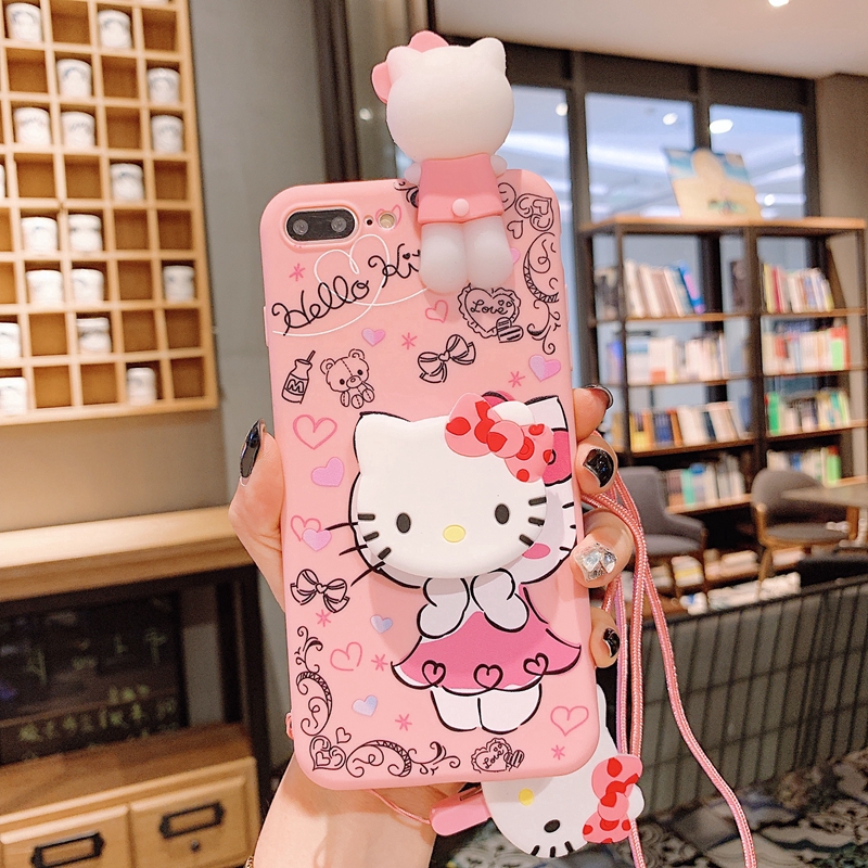 Ốp điện thoại hello kitty màu hồng thích hợp cho Iphone iPhone 6S 7 8 Plus X Xs Xr XS Max