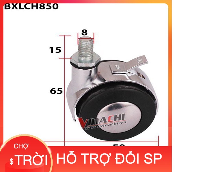 [Hàng Hot] Bánh xe lăn inox chốt vặn khóa hãm - 8x50mm ( CAO CẤP )