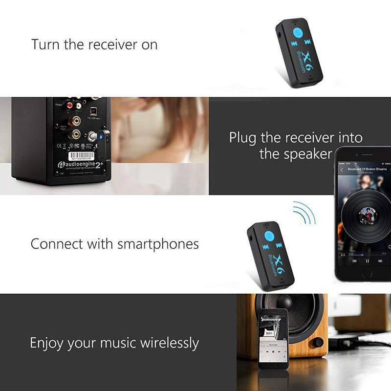 Thiết Bị Nhận Tín Hiệu Âm Thanh Bluetooth 5.0 Không Dây X6 3 Trong 1 Giắc Cắm 3.5mm Hỗ Trợ Thẻ TF Cho Xe Hơi