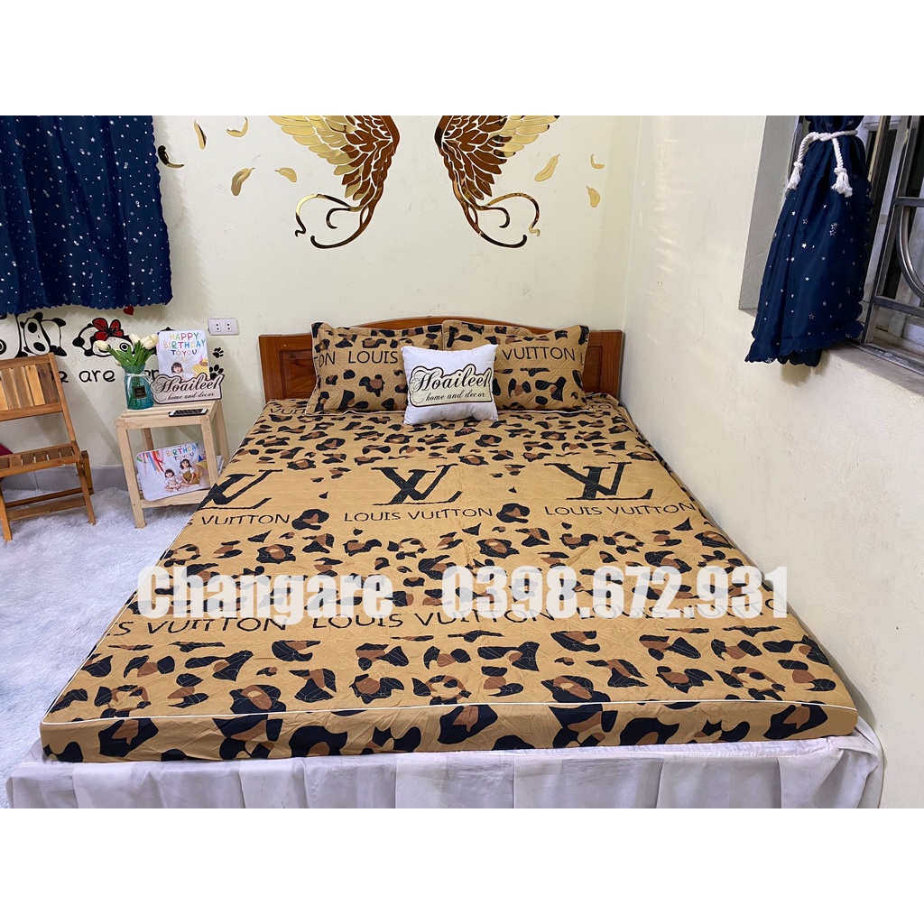 Bộ ga gối chun trần bông và 2 vỏ gối đầu,Ga Dày Dặn- Ga Trải Giường Cam Kết Bọc Đệm Không Xô