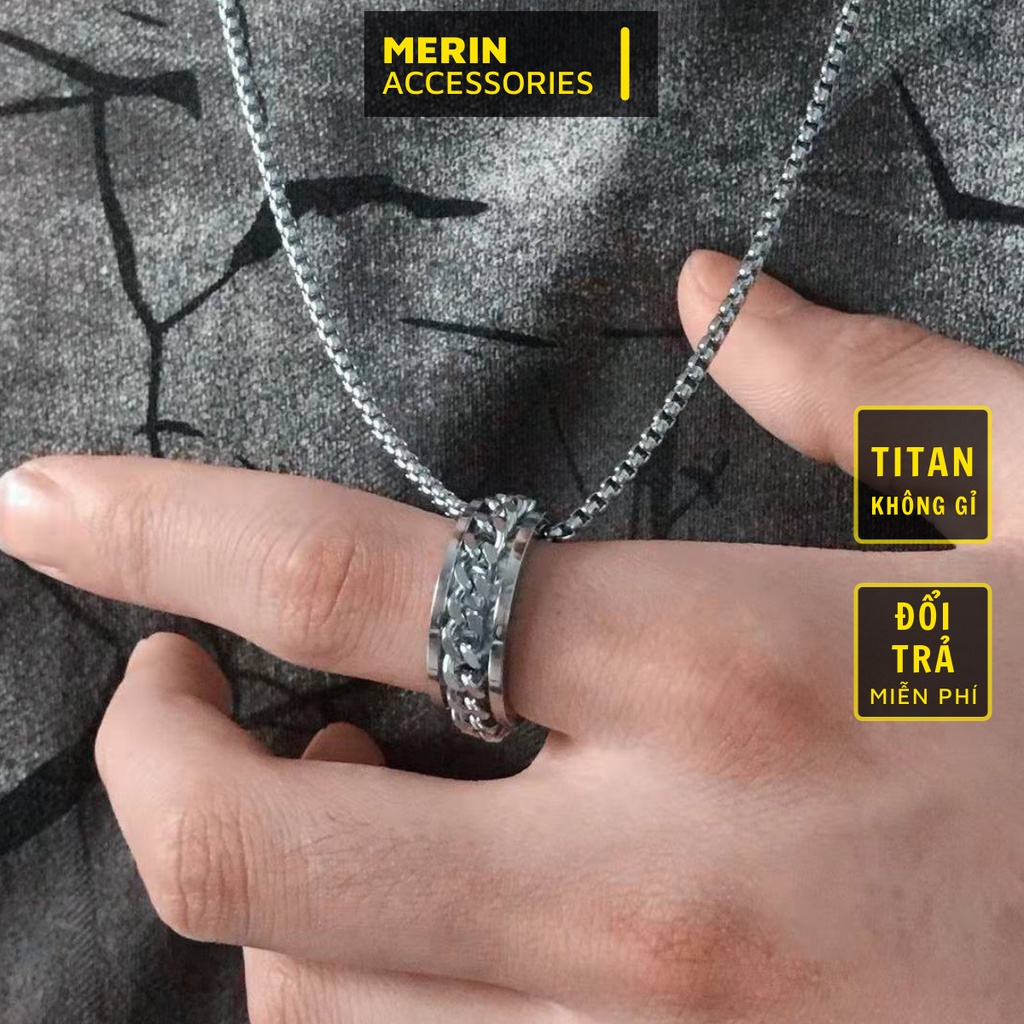 Vòng cổ dây chuyền màu bạc nam nữ unisex Titan Merin Accesories đẹp phụ kiện thời trang - Vòng cổ TIN