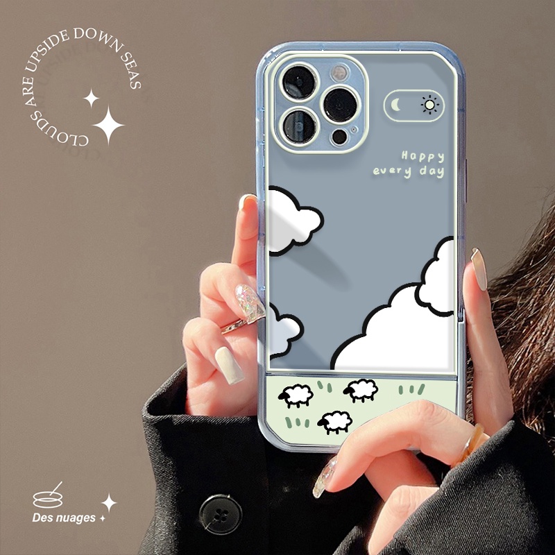 Ốp Điện Thoại Trong Suốt Chống Sốc Có Giá Đỡ Hình Cừu Dễ Thương Cho IPhone 13 12 11 Pro MAX X XS XR MAX 8 7 + 6 6S SE 2020