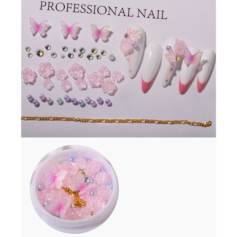Phụ Kiện Trang Trí Móng Tay Hình Hoa Bướm Đính Đá Xinh Xắn
