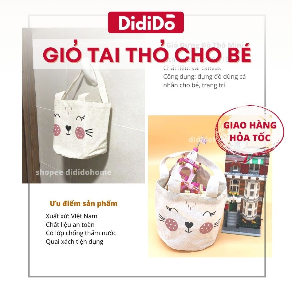 Giỏ vải mini tai thỏ cho bé ( ngẫu nhiên )