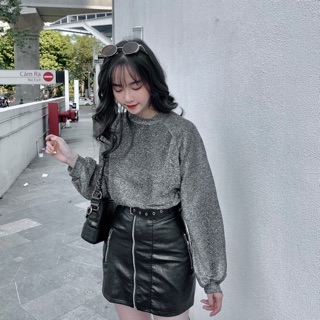 áo croptop tay bồng nhũ