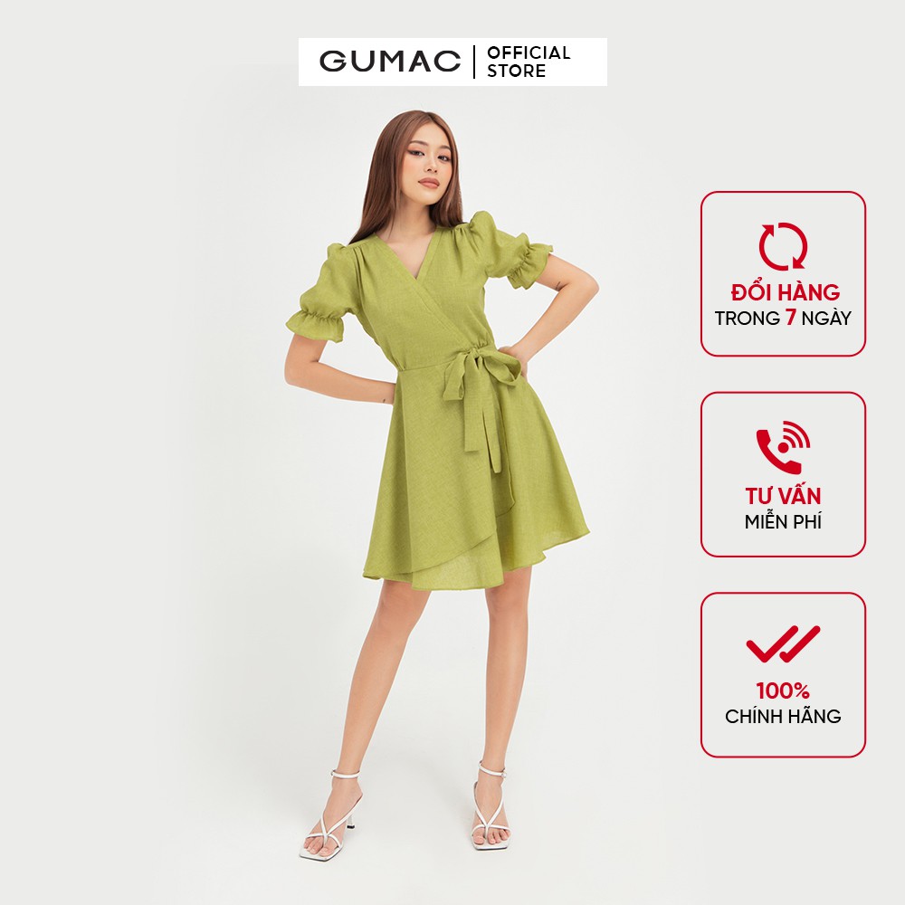 [Mã MABR07062 giảm 8% tối đa 50K đơn từ 249K] Đầm xòe nữ đắp tà nơ eo GUMAC thiết kế trẻ trung đủ màu DB452 | BigBuy360 - bigbuy360.vn