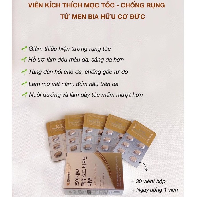 Viên Uống Biotin Zin C Men Bia Hữu Cơ Đức Siêu Hiệu Quả Trong Việc Kích Thích Mọc Tóc Làm Dày Chắc Khỏe Tóc Móng Tay