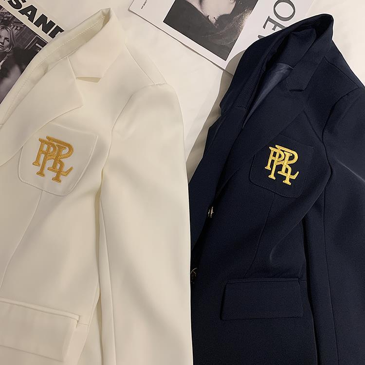 Áo khoác vest kết cấu cao cấp thêu chữ cái thời trang mùa xuân 2022 phiên bản Hàn Quốc phong cách Anh Quốc cho nữ