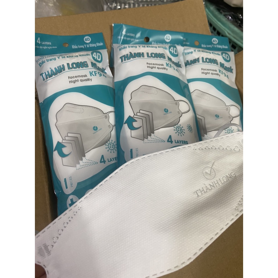 Combo 50 Chiếc Khẩu trang 4 Lớp KF94 chống bụi kháng khuẩn - Hàng đẹp dày dặn - Trắng/Xám/Xanh/Đen