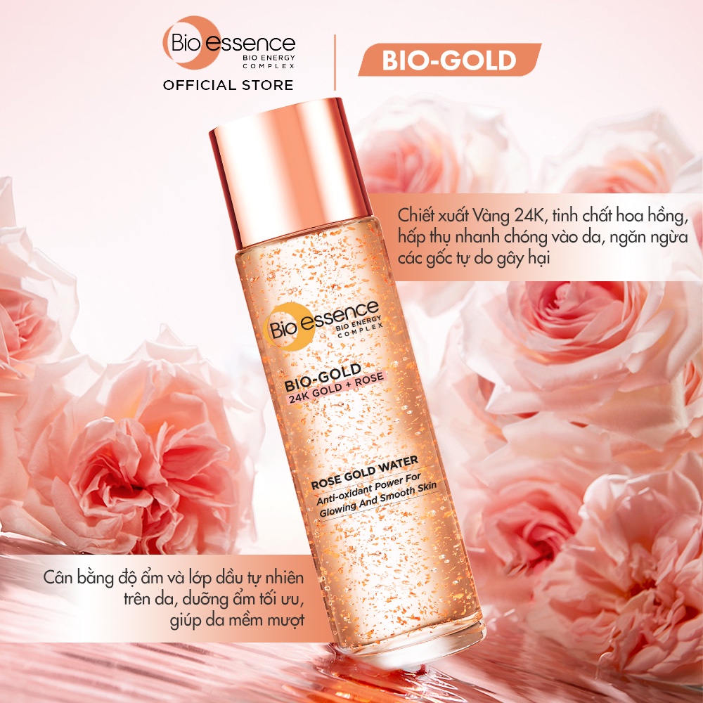[HB Gift] Nước dưỡng ngăn ngừa lão hóa Bio-Essence Bio-Gold Rose chiết xuất vàng 24K tinh chất hoa hồng 100ml