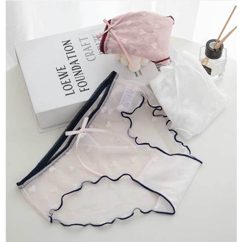 Quần lót nữ ren nơ điệu đà, Quần chip cao cấp dễ thương QL42