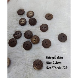 Set 50 Nút gỗ dừa làm đồ handmade 1,1cm - 2cm, Set 25 nút 2,5cm