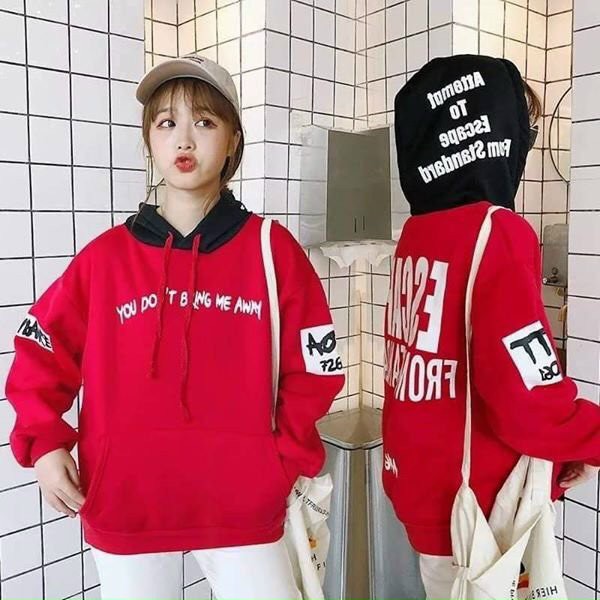 Áo HOODIE NỮ 2 MÀU ĐEN ĐỎ VẢI DÀY ĐẸP UNISEX NAM NỮ