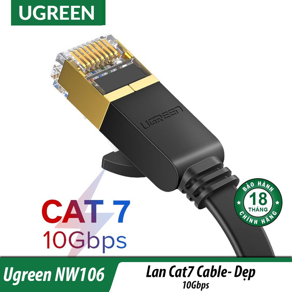 Dây Lan Cat7 Dẹp Cao Cấp UGreen NW106, Hỗ Trợ Tốc Độ 10Gbp/s