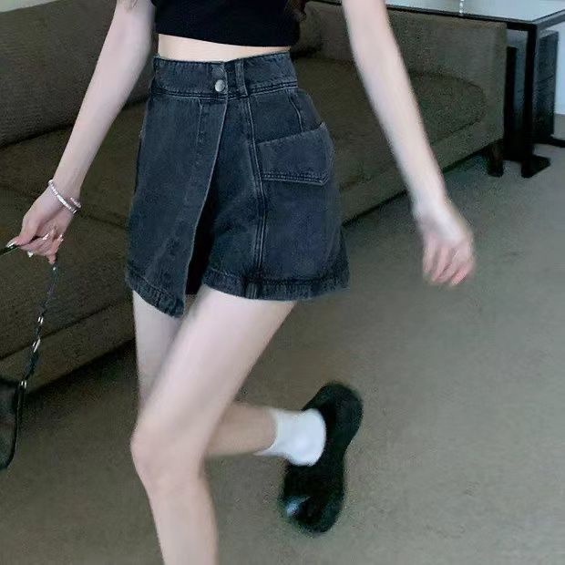 Quần Short Denim Lưng Cao Dáng Rộng Phong Cách Retro Mỹ Cho Nữ