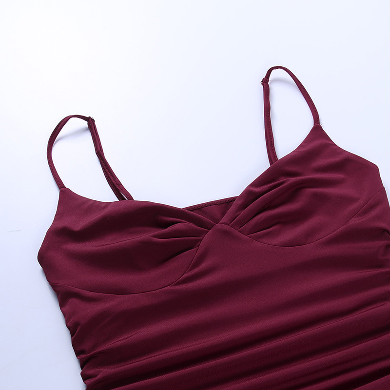 DUNEA Đầm dây xếp li cổ chữ V mới cho nữ