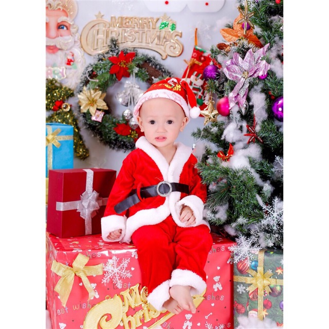 Bộ đồ noel chất nhung-quần áo giáng sinh cho bé