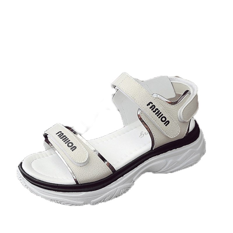 Giày Sandal Thể Thao Mùa Hè Đế Phẳng Quai Dán Phong Cách Mới Cho Nữ Sinh