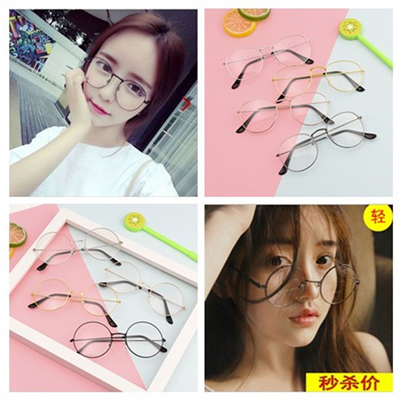 Mắt Kính Gọng Tròn Trong Suốt Phong Cách Retro