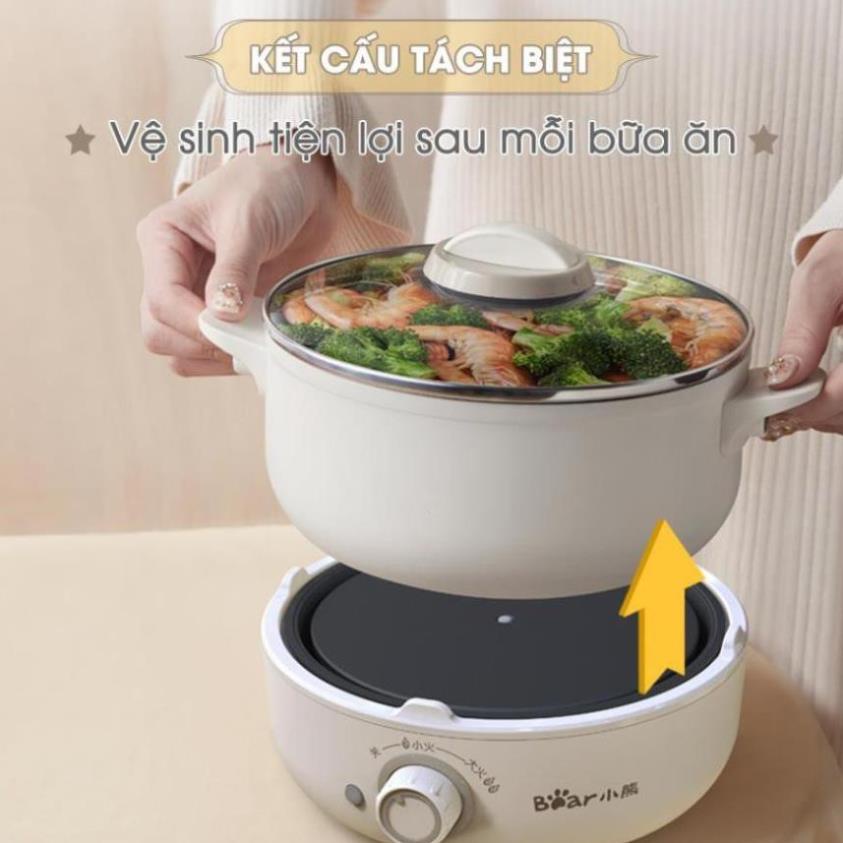 Nồi nấu lẩu đa năng 2,5L Bear DHG-B25Z1 (Kèm lồng hấp), Chiên, xào, hâm thực phẩm gia đình, Bảo hành 12 tháng