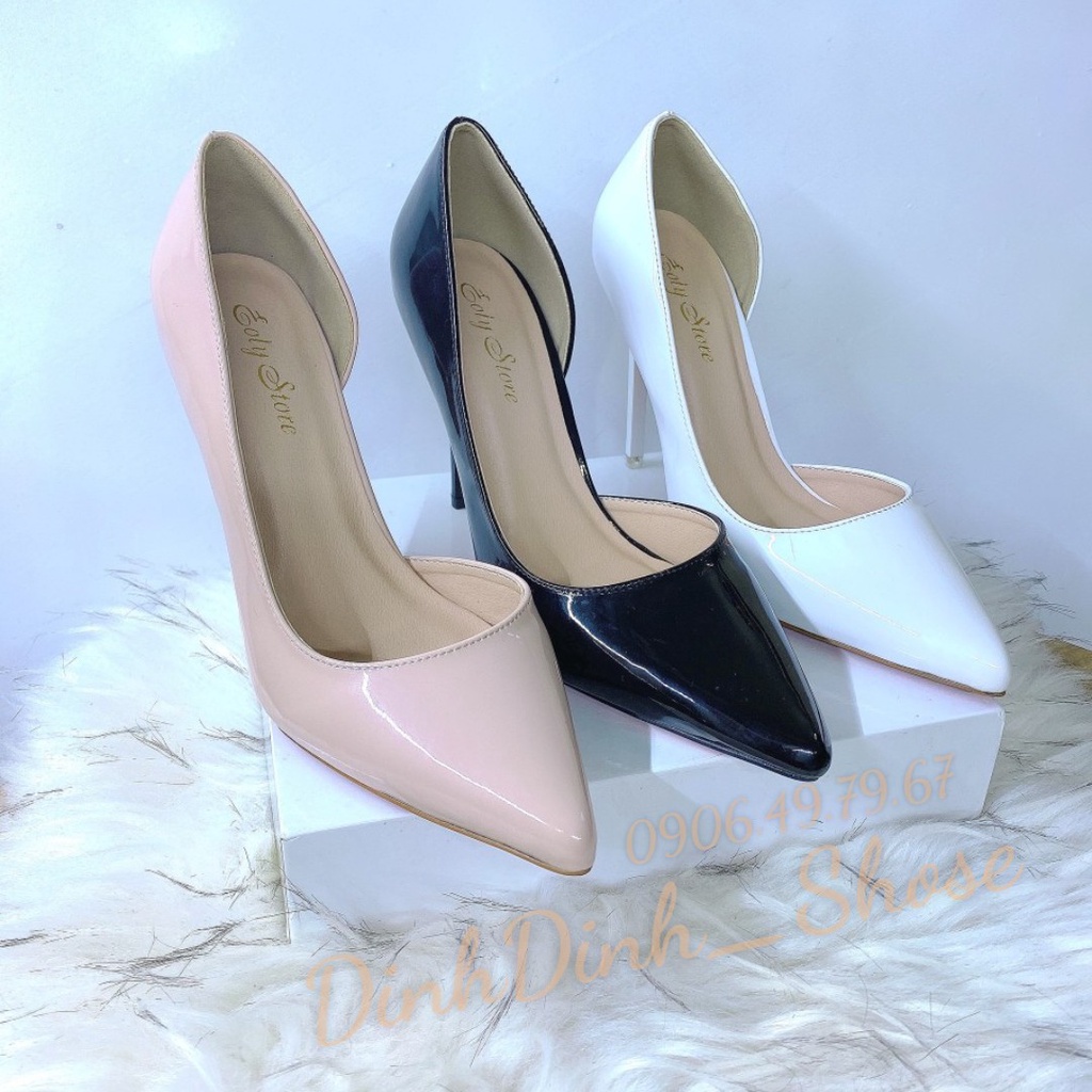 Giày cao gót nữ bít mũi, hở eo thời thượng đế Pháp đỏ gót nhọn cao 7cm và 9cm nhiều màu  - DinhDinh Store