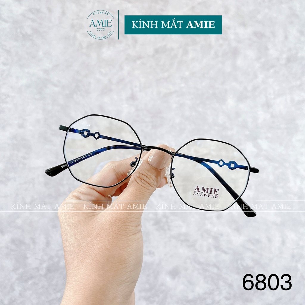 Gọng kính mắt cận tròn AMIE Eyewear chất liệu kim loại thanh mảnh màu sắc thời trang nữ 6803