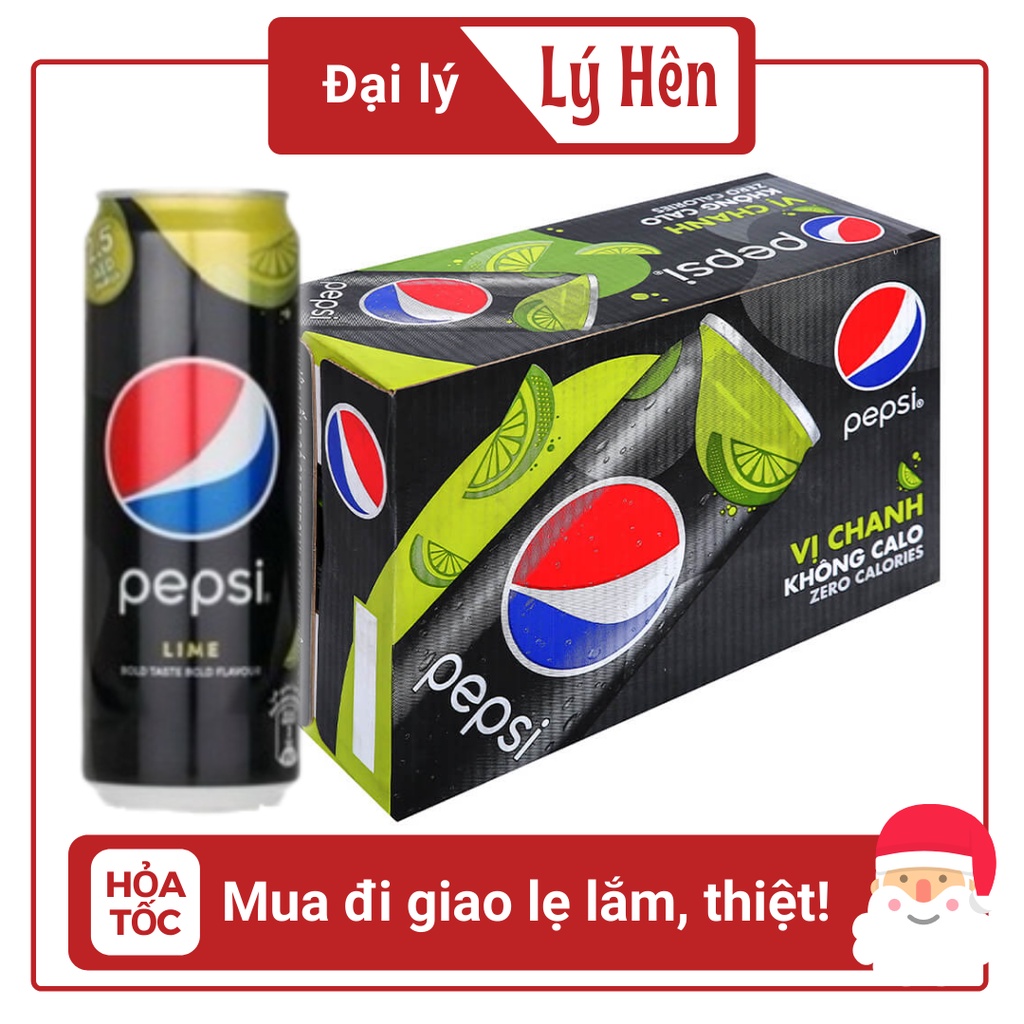 [Chỉ hỏa tốc] Thùng 24 Lon Nước Ngọt Có Gas Pepsi Cola Chanh Không Calo Soft Drink Lon 330ml Date Luôn Mới