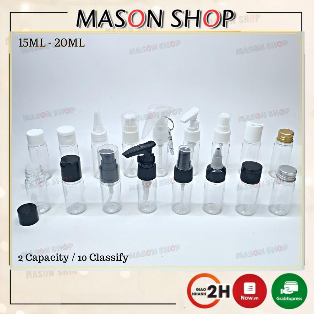 LỌ CHIẾT MỸ PHẨM CHAI NHỰA PET 15ML 20ML 🆘 FREESHIP 50K 🆘 XỊT NHẤN GIỌT PHUN SƯƠNG NẮP BẬT VẶN NHỌN NHÔM PRESS MINI