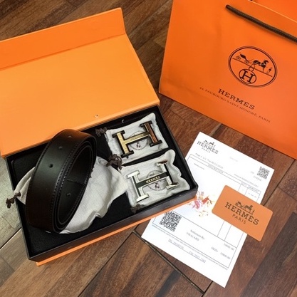 Thắt lưng nam HM, dây lưng hai mặt khóa thay đổi, Hàng super Fullbox thẻ bill túi vải túi giấy