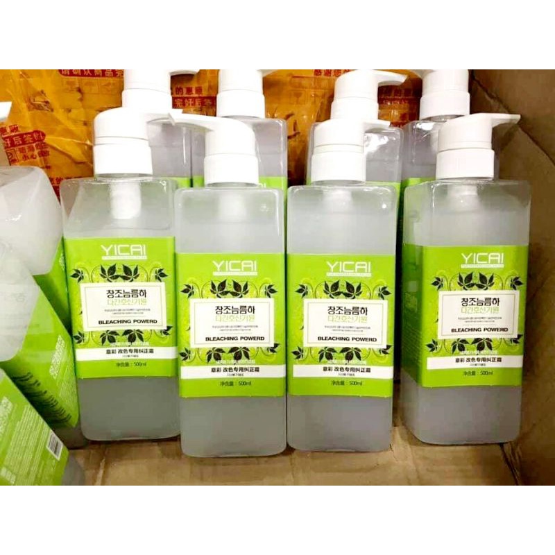 Bóc màu thần thánh YICAI, Bóc màu nâng tông tóc đỏ + đen và xanh 500ml