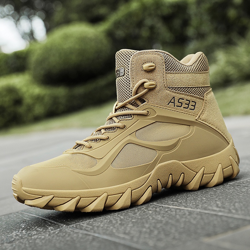 Giày Bốt Leo Núi Chống Trượt Không Thấm Nước Size 38-47 Kiểu Quân Đội Cá Tính Cho Nam