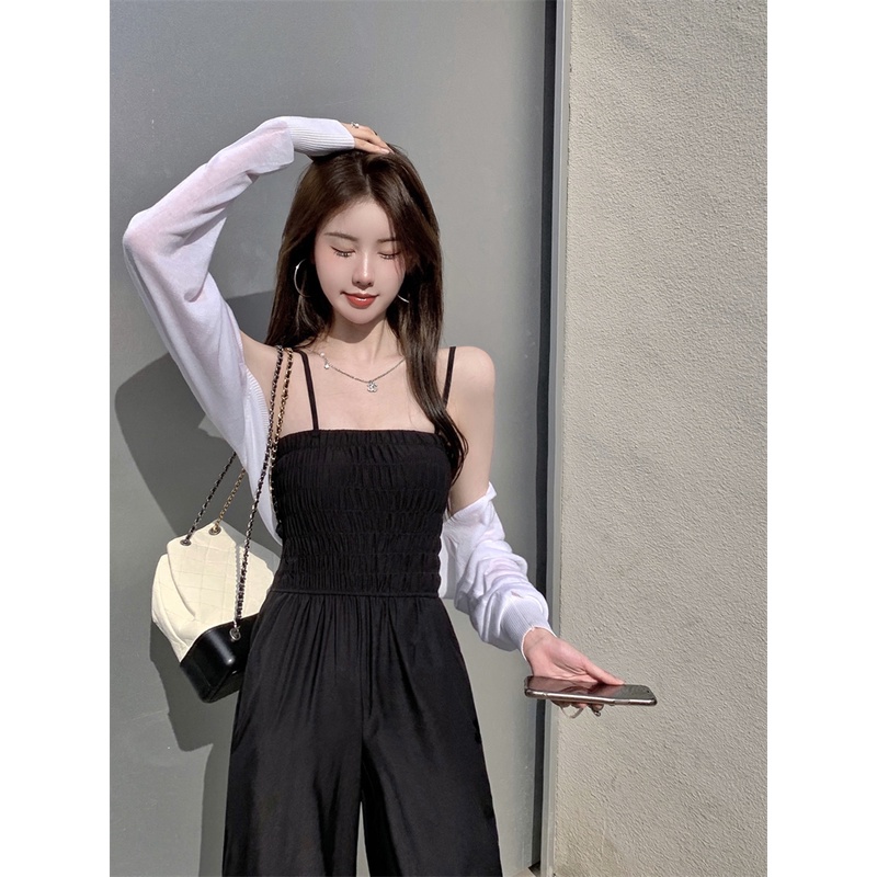 Jumpsuits hai dây ống rộng màu đen nữ HS126 Hỉn Hỉn Store