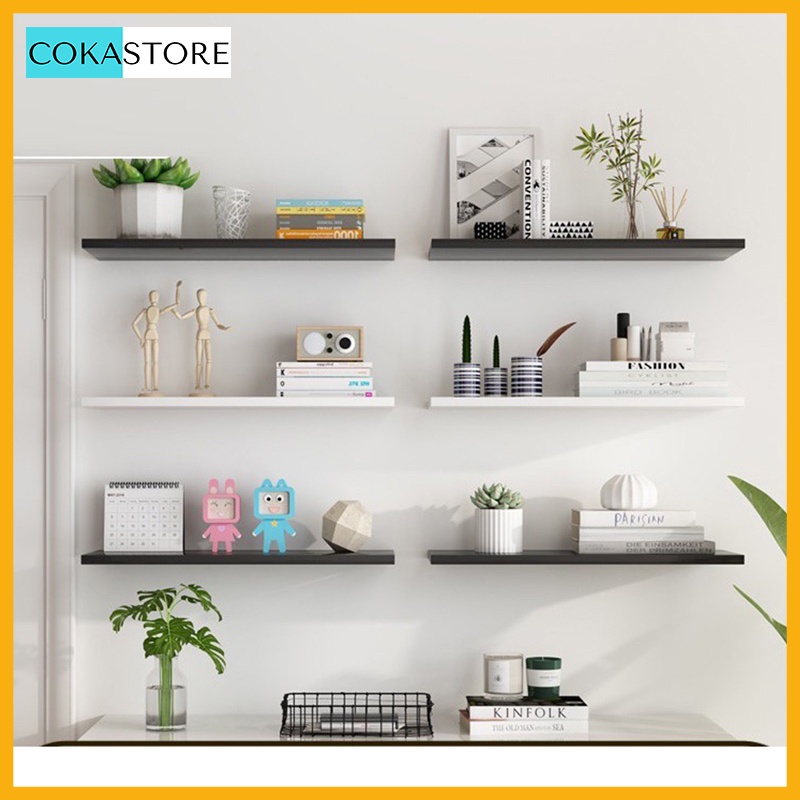Kệ Gỗ Trang Trí Treo Tường Thanh Ngang Từ 20 đến 60cm x 15cm Lõi Xanh Chống Ẩm Cao Cấp Tặng Kèm Phụ Kiện Và Hướng Dẫn