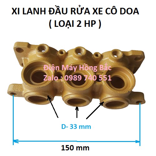 Phụ tùng đầu bơm rửa xe cô doa 2 HP - Xy lanh, buồng áp, buồng hút đầu bơm 2HP