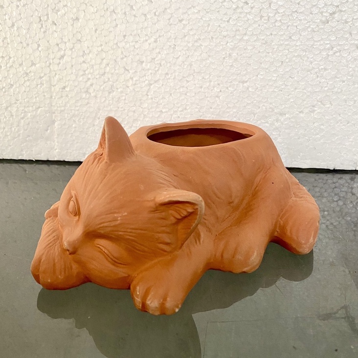 chậu đất nung hình con mèo chuyên trồng sen đá, xương rồng, cây cảnh mini