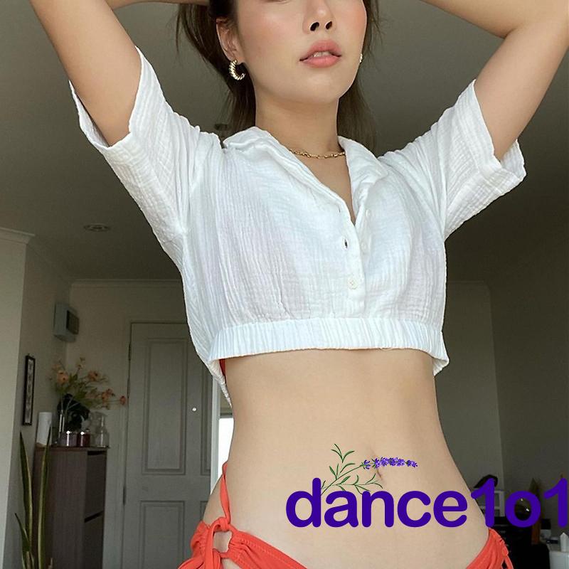 Áo kiểu tay ngắn màu sắc thanh lịch cho nữ