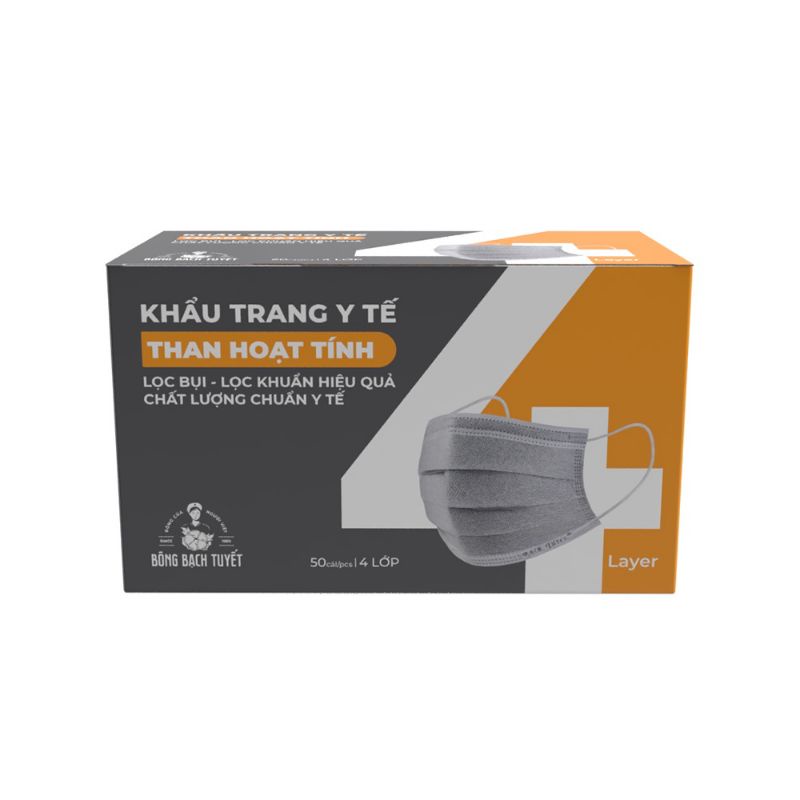 Combo 6 hộp  khẩu trang Bông Bạch Tuyết than hoạt tính